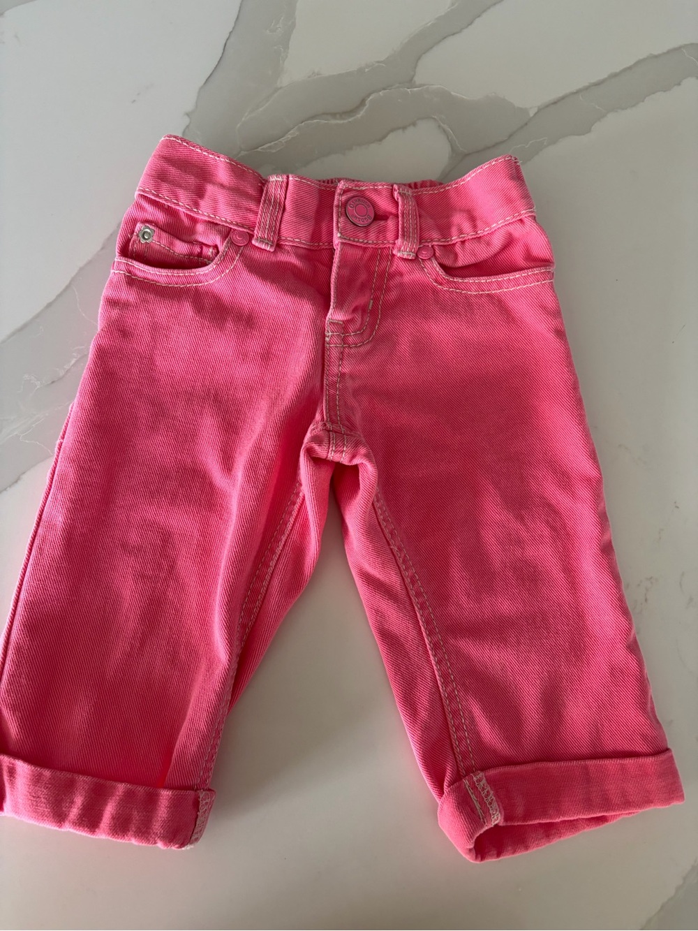 OshKosh B'gosh Vtg 90s y2k Retro Girls Hot Pink Denim Elastic Waist Pants 2T